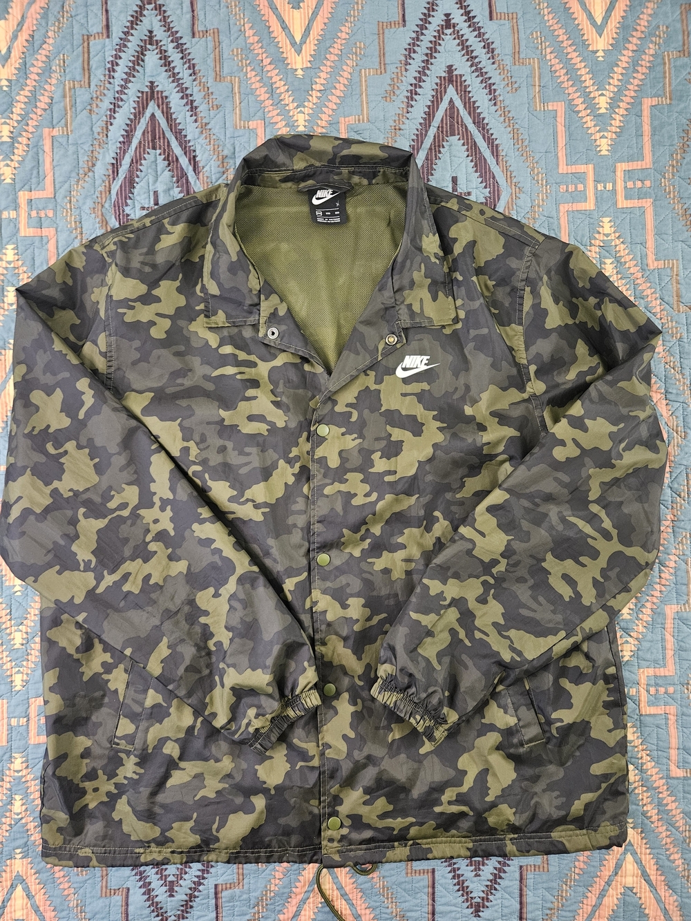 Nike Men's Green/Black Camo Performance Coach Jacket